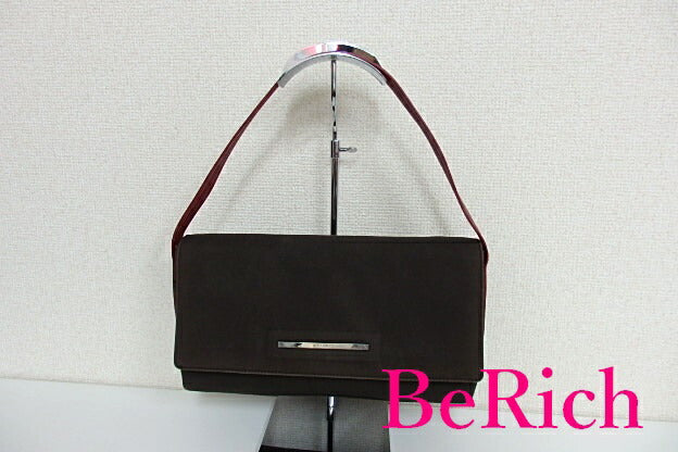 ニナリッチ NINA RICCI ショルダーバッグ ブラウン レッド キャンバス ロゴ ハンドバッグ アクセサリーポーチ 肩掛け 鞄 【中古】【送料無料】 sh1293