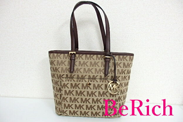 マイケルコース MICHAEL KORS トートバッグ 30S6GTTT2J シグネチャー MK ロゴ キャンバス レザー ショルダーバッグ ハンドバッグ 手提げ 肩掛け 鞄 【中古】【送料無料】 sh1305