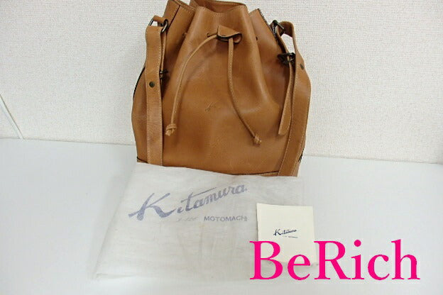 キタムラ Kitamura ショルダーバッグ 巾着型 ブラウン 茶 レザー ロゴ ハンドバッグ 肩掛け 鞄 【中古】【送料無料】 sh1363