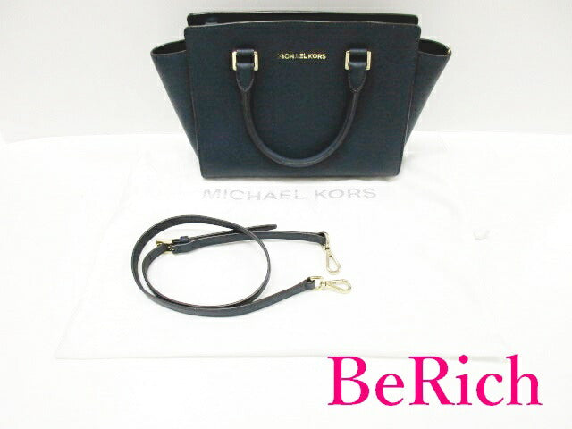 マイケルコース MICHAEL KORS 2way ハンドバッグ ショルダーバッグ ミディアム メッセンジャー サッチェル ネイビー 紺 MK ロゴ 鞄 【中古】【送料無料】 sh1369