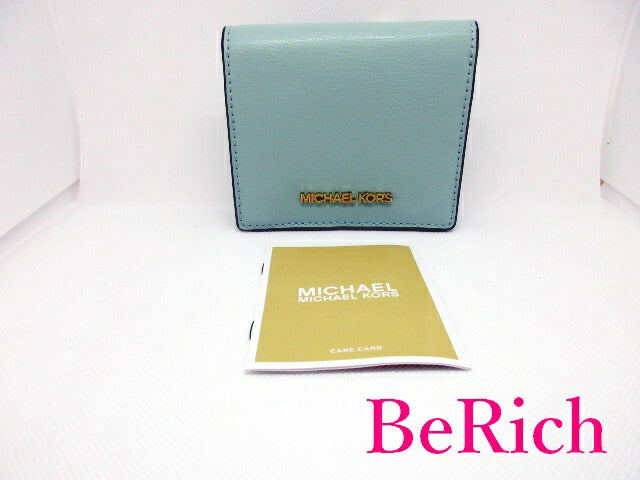 美品 マイケルコース MICHAEL KORS 二つ折り財布 35F9GTVD2L ミント グリーン レザー MK ロゴ ミニ財布 コンパクト ウォレット 【中古】【送料無料】 sh1373