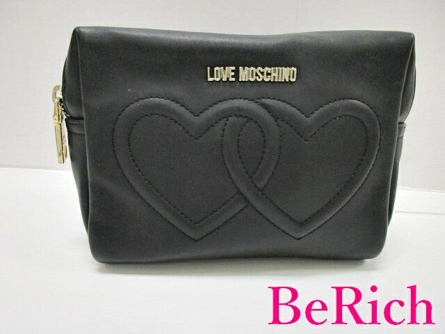 ラブ モスキーノ LOVE MOSCHINO ショルダーバッグ ポシェット 黒 ブラック ハート ロゴ ポリウレタン ハンドバッグ カメラ バッグ 鞄 【中古】【送料無料】 sh1379