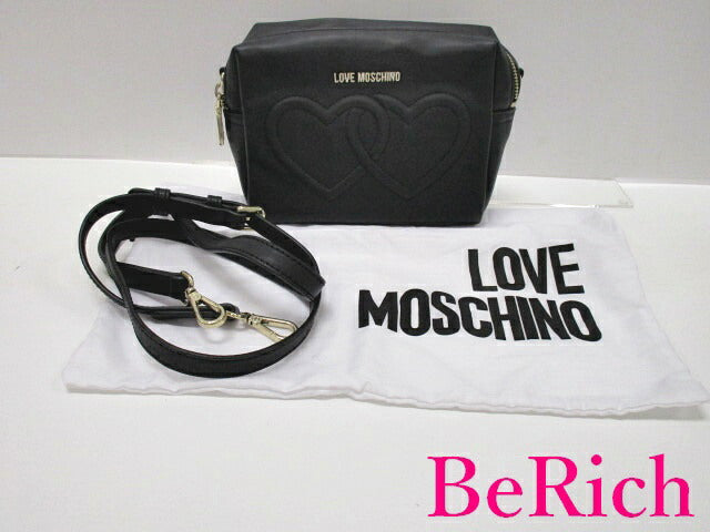 ラブ モスキーノ LOVE MOSCHINO ショルダーバッグ ポシェット 黒 ブラック ハート ロゴ ポリウレタン ハンドバッグ カメラ バッグ 鞄 【中古】【送料無料】 sh1379