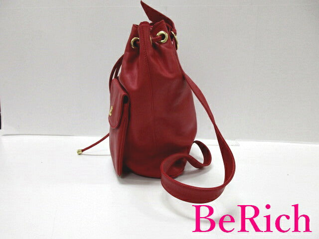 バイ パロマ ピカソ BY Paloma Picasso 巾着型 ショルダーバッグ 赤 レッド レザー X キス ロゴ ゴールド 金具 ハンドバッグ 鞄 【中古】【送料無料】 sh1411