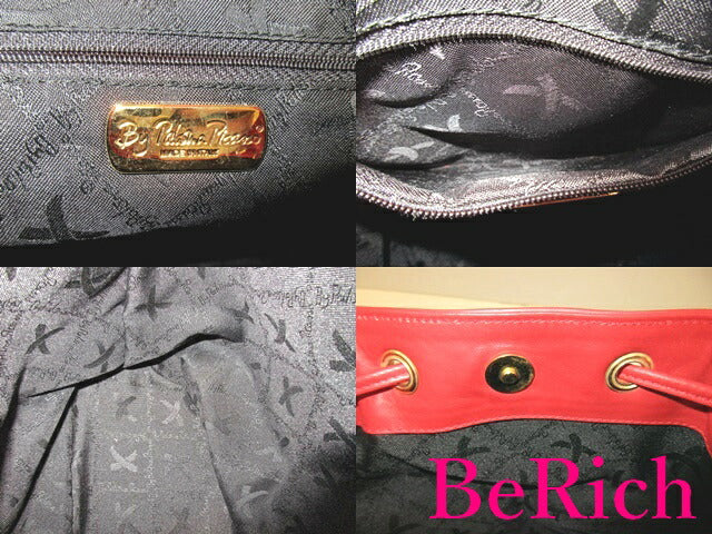 バイ パロマ ピカソ BY Paloma Picasso 巾着型 ショルダーバッグ 赤 レッド レザー X キス ロゴ ゴールド 金具 ハンドバッグ 鞄 【中古】【送料無料】 sh1411