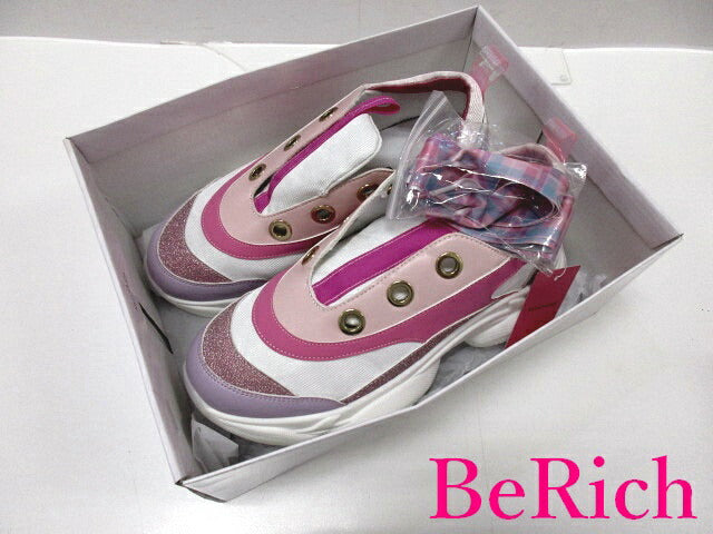 美品 サマンサ ベガ SAMANTHA VEGA オリジナル チェック スニーカー Lサイズ 25cm ピンク 白 ホワイト ロゴ 厚底 レディース シューズ 靴 【中古】【送料無料】 sh1435