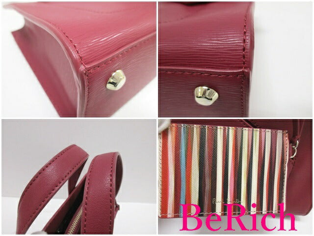 美品 ポール スミス Paul Smith 2way トートバッグ ショルダーバッグ 赤 ワインレッド ナイロン レザー ロゴ ハンドバッグ 斜め掛け 鞄 【中古】【送料無料】 sh1534