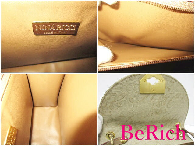 ニナリッチ NINA RICCI 2way ショルダーバッグ ハンドバッグ ベージュ PVC レザー ロゴ パーティ フォーマル 斜め掛け 鞄 【中古】【送料無料】 sh1555