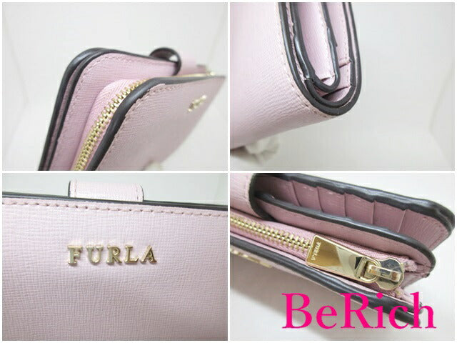 フルラ FURLA 二つ折り財布 962981 バビロン ピンク レザー ロゴ L字 ファスナー 小銭入れ 中財布 ミディアム コンパクト ミニ ウォレット 【中古】【送料無料】sh1565