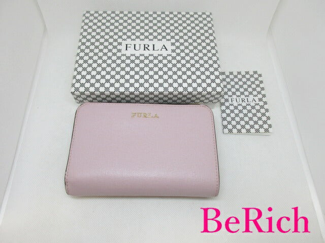 フルラ FURLA 二つ折り財布 962981 バビロン ピンク レザー ロゴ L字 ファスナー 小銭入れ 中財布 ミディアム コンパクト ミニ ウォレット 【中古】【送料無料】sh1565