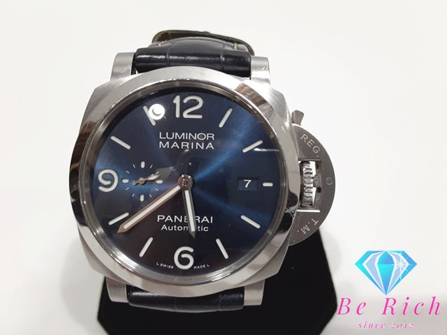 パネライ PAM01313 ルミノール マリーナ 300m防水 メンズ 腕時計 自動巻き ブルー 文字盤 SS/レザー PANERAI 【中古】【送料無料】 bt2907