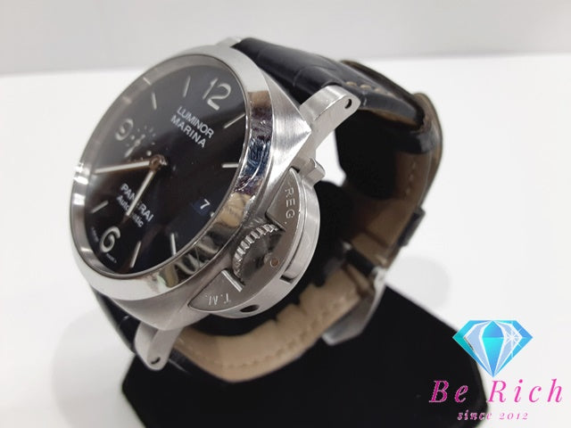 パネライ PAM01313 ルミノール マリーナ 300m防水 メンズ 腕時計 自動巻き ブルー 文字盤 SS/レザー PANERAI 【中古】【送料無料】 bt2907