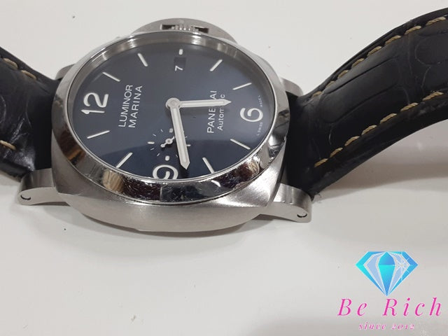 パネライ PAM01313 ルミノール マリーナ 300m防水 メンズ 腕時計 自動巻き ブルー 文字盤 SS/レザー PANERAI 【中古】【送料無料】 bt2907