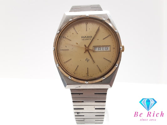 ラドー RADO メンズ 腕時計 デイデイト 114.3241.4 ラウンド ゴールド シルバー SS ブレス アナログ クォーツ QZ ウォッチ   【中古】【送料無料】 bt3533