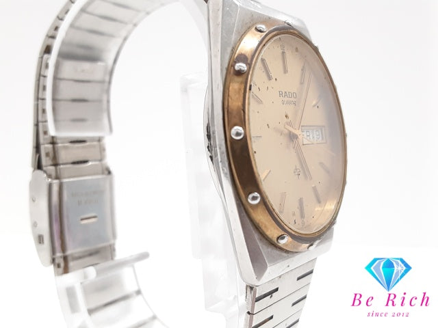 ラドー RADO メンズ 腕時計 デイデイト 114.3241.4 ラウンド ゴールド シルバー SS ブレス アナログ クォーツ QZ ウォッチ   【中古】【送料無料】 bt3533