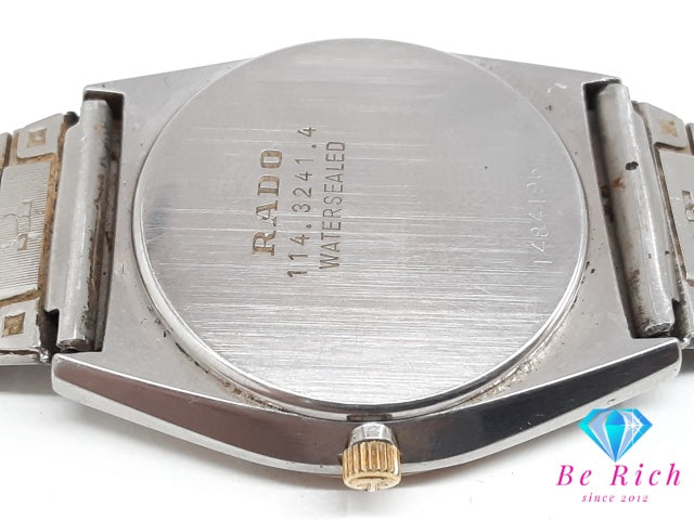 ラドー RADO メンズ 腕時計 デイデイト 114.3241.4 ラウンド ゴールド シルバー SS ブレス アナログ クォーツ QZ ウォッチ   【中古】【送料無料】 bt3533