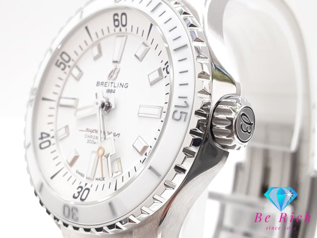 OH 仕上済 ブライトリング BREITLING スーパー オーシャン 36 A17377 自動巻き 腕時計 ホワイト 白 SS 樹脂 ラバー ブレス アナログ オートマ AT ウォッチ Super Ocean ユニセックス ボーイズ メンズ レディース 【中古】【送料無料】 bt3553