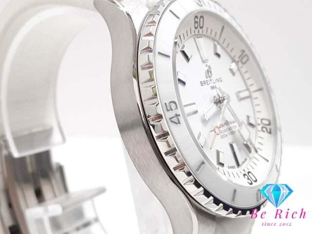 OH 仕上済 ブライトリング BREITLING スーパー オーシャン 36 A17377 自動巻き 腕時計 ホワイト 白 SS 樹脂 ラバー ブレス アナログ オートマ AT ウォッチ Super Ocean ユニセックス ボーイズ メンズ レディース 【中古】【送料無料】 bt3553
