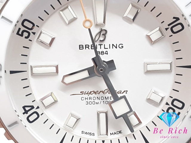 OH 仕上済 ブライトリング BREITLING スーパー オーシャン 36 A17377 自動巻き 腕時計 ホワイト 白 SS 樹脂 ラバー ブレス アナログ オートマ AT ウォッチ Super Ocean ユニセックス ボーイズ メンズ レディース 【中古】【送料無料】 bt3553