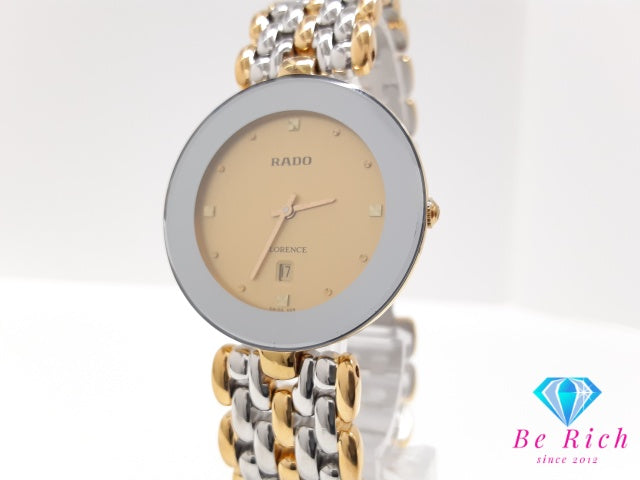 ラドー RADO フローレンス デイト メンズ 腕時計 160.3677.2 ラウンド ゴールド シルバー SS ブレス アナログ クォーツ ウォッチ FLORENCE 【中古】【送料無料】 bt3590