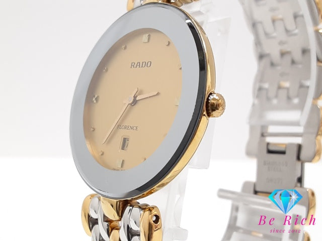 ラドー RADO フローレンス デイト メンズ 腕時計 160.3677.2 ラウンド ゴールド シルバー SS ブレス アナログ クォーツ ウォッチ FLORENCE 【中古】【送料無料】 bt3590