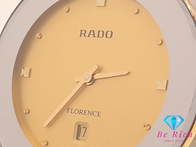 ラドー RADO フローレンス デイト メンズ 腕時計 160.3677.2 ラウンド ゴールド シルバー SS ブレス アナログ クォーツ ウォッチ FLORENCE 【中古】【送料無料】 bt3590
