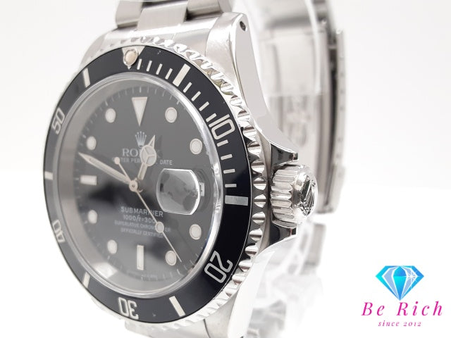 OH 外装仕上げ 済 ロレックス ROLEX サブマリーナー デイト 16610 X番 自動巻き メンズ 腕時計 黒 ブラック シルバー SS ブレス オートマ AT アナログ ウォッチ SUBMARINER  【中古】【送料無料】 bt3602