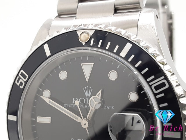 OH 外装仕上げ 済 ロレックス ROLEX サブマリーナー デイト 16610 X番 自動巻き メンズ 腕時計 黒 ブラック シルバー SS ブレス オートマ AT アナログ ウォッチ SUBMARINER  【中古】【送料無料】 bt3602