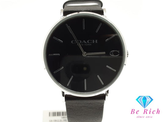 コーチ COACH チャールズ メンズ 腕時計 CA.124.2.14.1580 黒 ブラック SS レザー ブレス ロゴ アナログ クォーツ QZ ウォッチ ボーイズ ユニセックス レディース  【中古】【送料無料】 bt3611