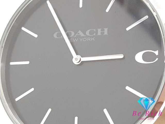 コーチ COACH チャールズ メンズ 腕時計 CA.124.2.14.1580 黒 ブラック SS レザー ブレス ロゴ アナログ クォーツ QZ ウォッチ ボーイズ ユニセックス レディース  【中古】【送料無料】 bt3611