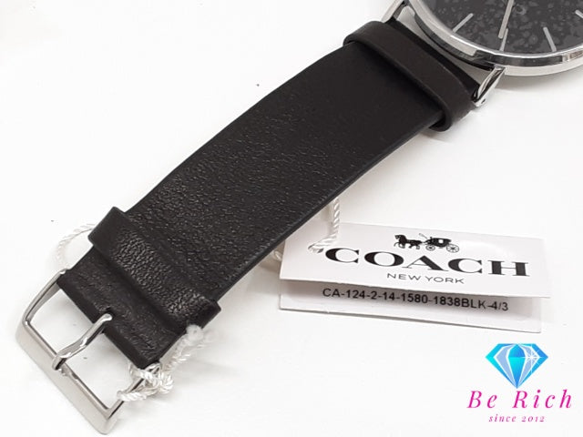 コーチ COACH チャールズ メンズ 腕時計 CA.124.2.14.1580 黒 ブラック SS レザー ブレス ロゴ アナログ クォーツ QZ ウォッチ ボーイズ ユニセックス レディース  【中古】【送料無料】 bt3611
