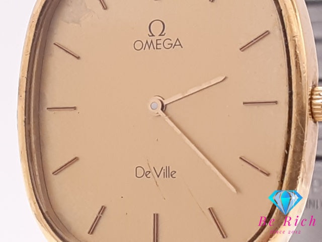 オメガ OMEGA デビル メンズ 腕時計 Cal 1434 スクエア ゴールド SS レザー ブレス アナログ クォーツ QZ ウォッチ デ ヴィル DE VILLE 【中古】【送料無料】 bt3589