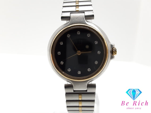 ダンヒル dunhill ミレニアム 12P ダイヤ 32MM ボーイズ 腕時計 黒 ブラック シルバー ゴールド SS GP ブレス ロゴ アナログ クォーツ QZ ウォッチ ユニセックス メンズ レディース 【中古】【送料無料】 bt3630