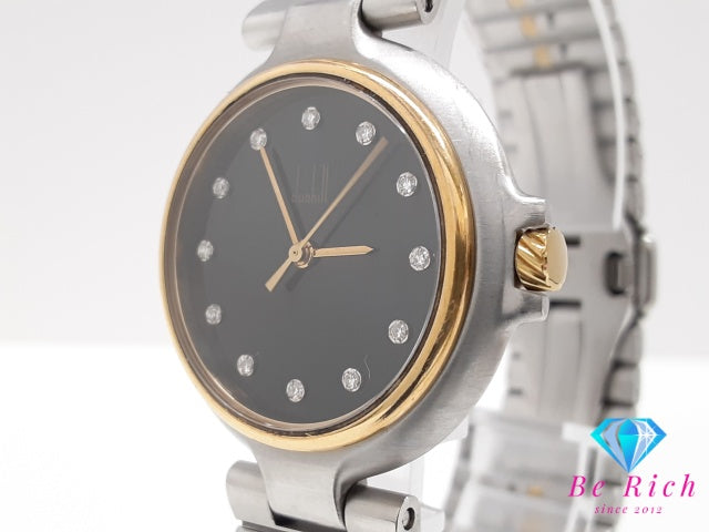 ダンヒル dunhill ミレニアム 12P ダイヤ 32MM ボーイズ 腕時計 黒 ブラック シルバー ゴールド SS GP ブレス ロゴ アナログ クォーツ QZ ウォッチ ユニセックス メンズ レディース 【中古】【送料無料】 bt3630
