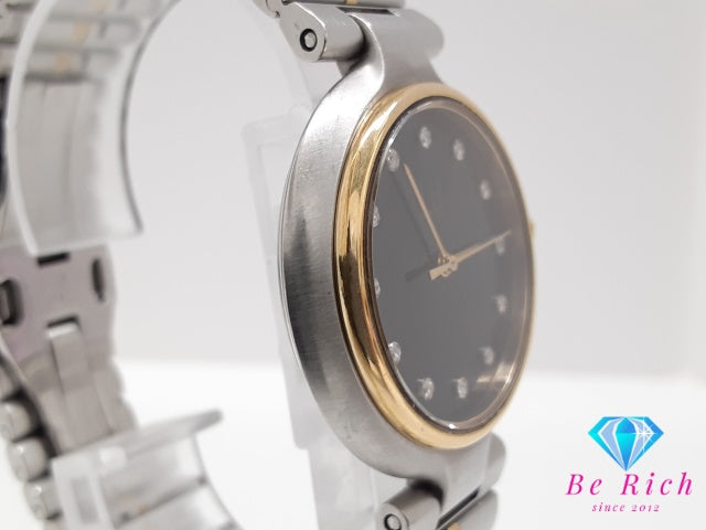 ダンヒル dunhill ミレニアム 12P ダイヤ 32MM ボーイズ 腕時計 黒 ブラック シルバー ゴールド SS GP ブレス ロゴ アナログ クォーツ QZ ウォッチ ユニセックス メンズ レディース 【中古】【送料無料】 bt3630