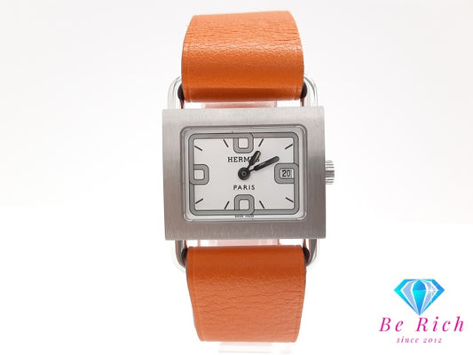 エルメス HERMES バレニア デイト BA1.210 レディース 腕時計 スクエア 白 ホワイト SS レザー ブレス アナログ クォーツ QZ ウォッチ Barenier  【中古】【送料無料】 bt3642