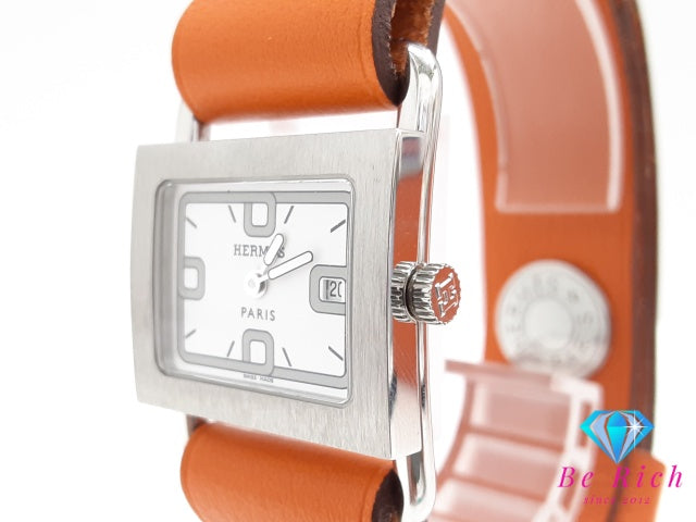 エルメス HERMES バレニア デイト BA1.210 レディース 腕時計 スクエア 白 ホワイト SS レザー ブレス アナログ クォーツ QZ ウォッチ Barenier  【中古】【送料無料】 bt3642