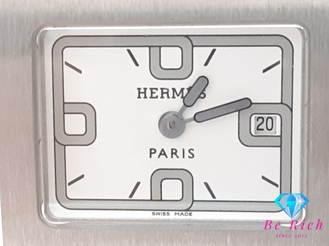 エルメス HERMES バレニア デイト BA1.210 レディース 腕時計 スクエア 白 ホワイト SS レザー ブレス アナログ クォーツ QZ ウォッチ Barenier  【中古】【送料無料】 bt3642