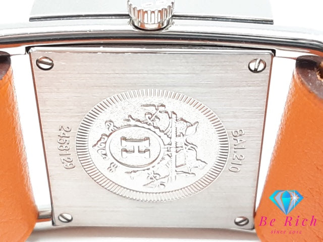 エルメス HERMES バレニア デイト BA1.210 レディース 腕時計 スクエア 白 ホワイト SS レザー ブレス アナログ クォーツ QZ ウォッチ Barenier  【中古】【送料無料】 bt3642