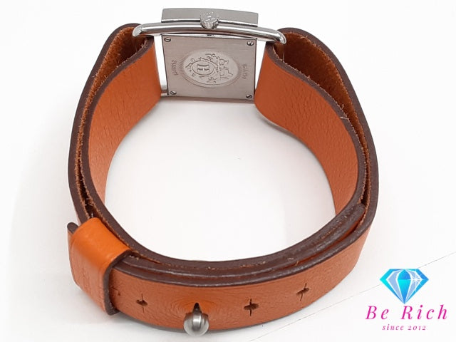 エルメス HERMES バレニア デイト BA1.210 レディース 腕時計 スクエア 白 ホワイト SS レザー ブレス アナログ クォーツ QZ ウォッチ Barenier  【中古】【送料無料】 bt3642