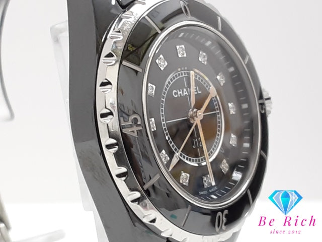 シャネル CHANEL J12 33MM 12P ダイヤ インデックス セラミック デイト H1625 ブラック 黒 レディース 腕時計 アナログ クオーツ QZ ウォッチ 【中古】【送料無料】 bt3645