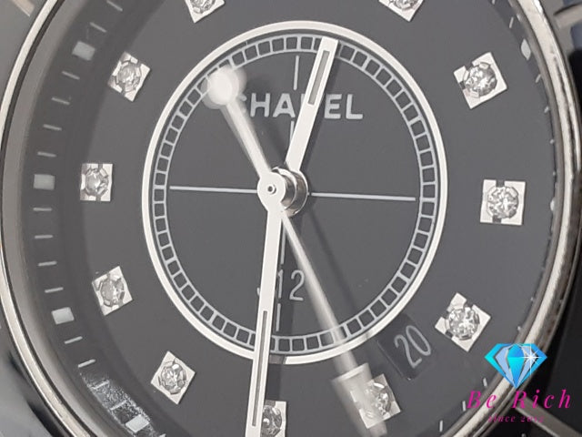 シャネル CHANEL J12 33MM 12P ダイヤ インデックス セラミック デイト H1625 ブラック 黒 レディース 腕時計 アナログ クオーツ QZ ウォッチ 【中古】【送料無料】 bt3645