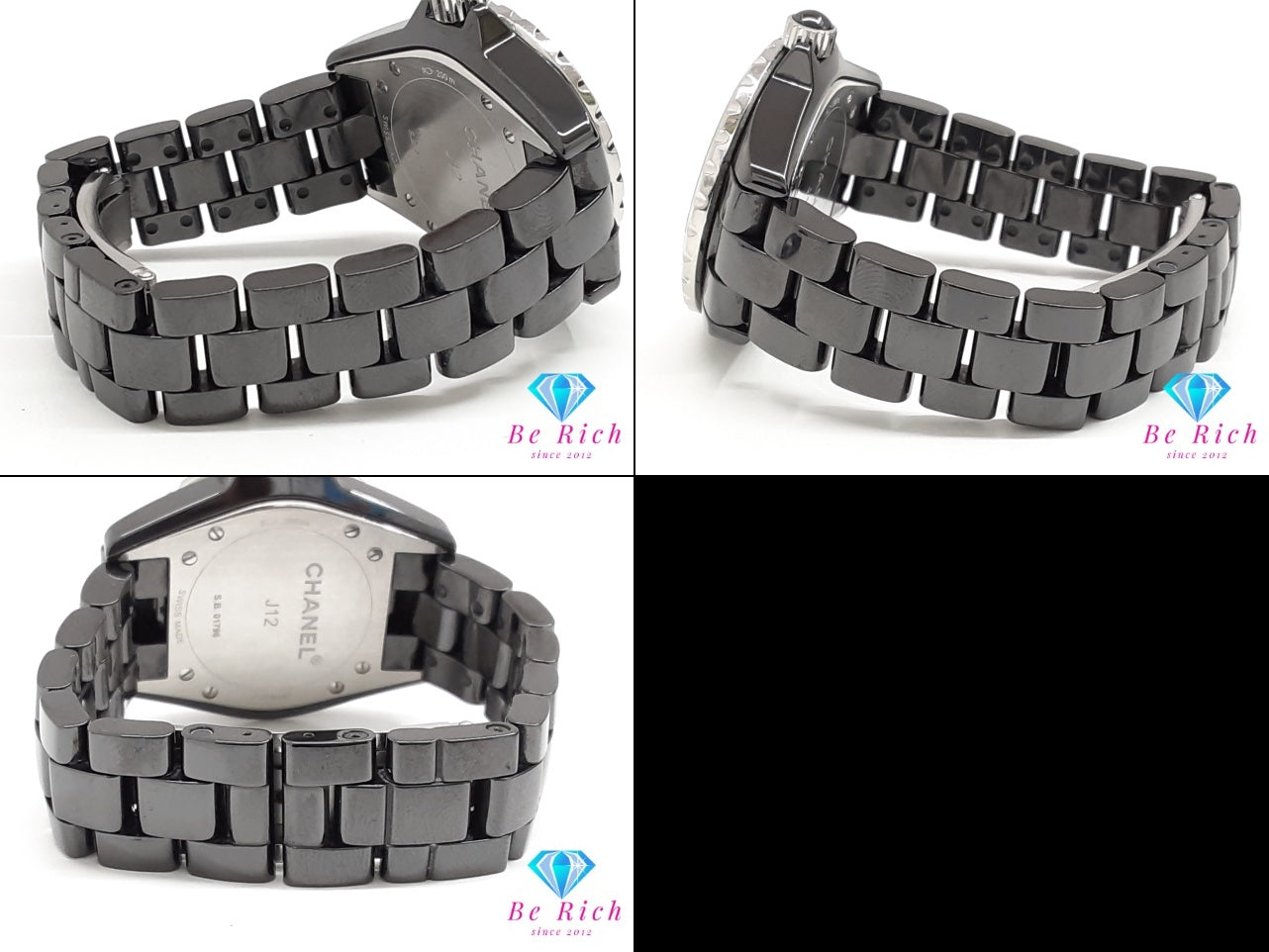 シャネル CHANEL J12 33MM 12P ダイヤ インデックス セラミック デイト H1625 ブラック 黒 レディース 腕時計 アナログ クオーツ QZ ウォッチ 【中古】【送料無料】 bt3645