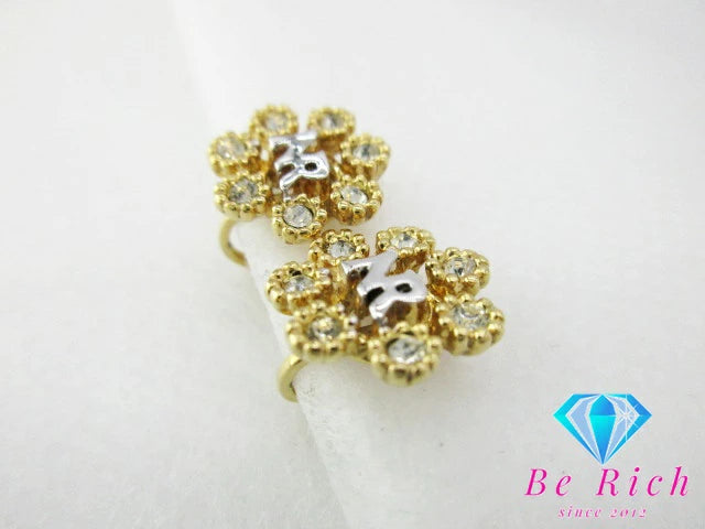 ニナリッチ ロゴ イヤリング ラインストーン フラワー モチーフ ゴールド シルバー GP メッキ アクセサリー NINA RICCI ジュエリー【中古】【送料無料】 ba2431