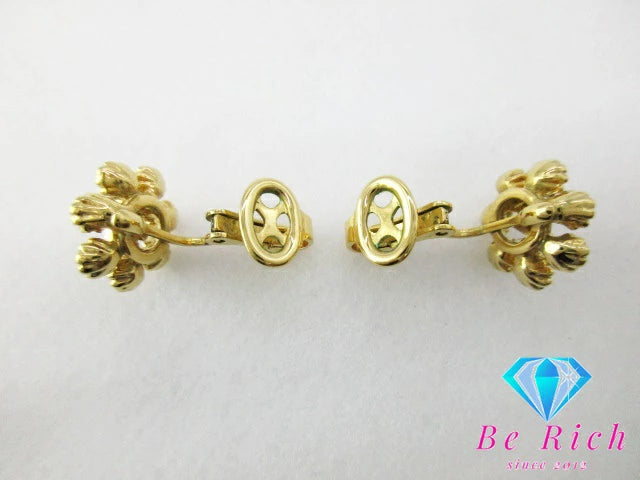 ニナリッチ ロゴ イヤリング ラインストーン フラワー モチーフ ゴールド シルバー GP メッキ アクセサリー NINA RICCI ジュエリー【中古】【送料無料】 ba2431