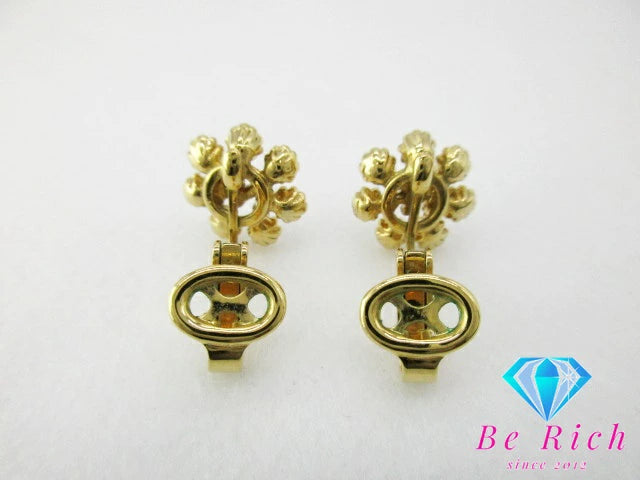 ニナリッチ ロゴ イヤリング ラインストーン フラワー モチーフ ゴールド シルバー GP メッキ アクセサリー NINA RICCI ジュエリー【中古】【送料無料】 ba2431