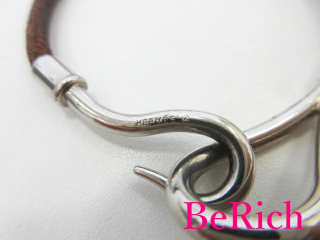 エルメス HERMES ジャンボ ブレス シルバー 茶 ブラウン ブレスレット レザー メタル ロゴ ジュエリー アクセサリー 【中古】【送料無料】 ba2464