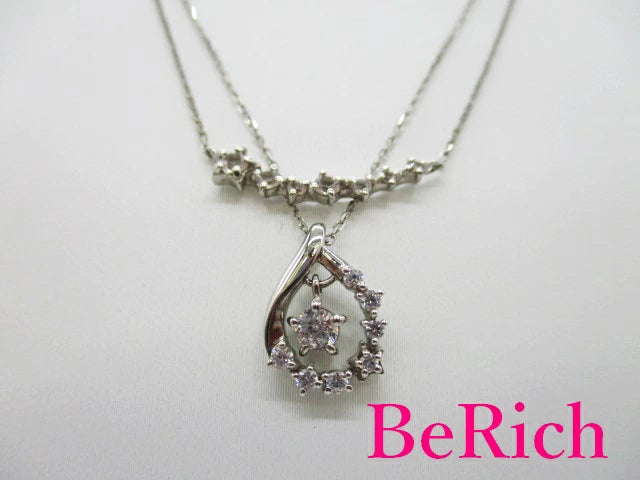 4℃ ヨンドシー SILVER 透明石 付 ダブル ネックレス ペンダント セット シルバー SV 宝石 ジュエリー アクセサリー 【中古】【送料無料】 ba2621