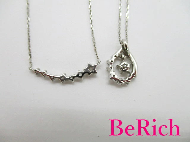 4℃ ヨンドシー SILVER 透明石 付 ダブル ネックレス ペンダント セット シルバー SV 宝石 ジュエリー アクセサリー 【中古】【送料無料】 ba2621