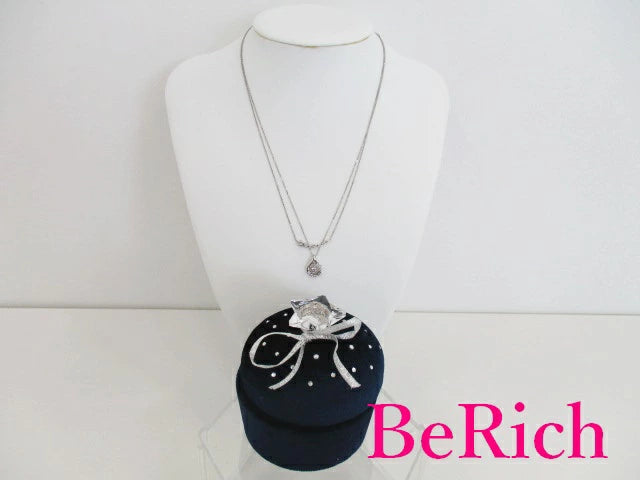 4℃ ヨンドシー SILVER 透明石 付 ダブル ネックレス ペンダント セット シルバー SV 宝石 ジュエリー アクセサリー 【中古】【送料無料】 ba2621